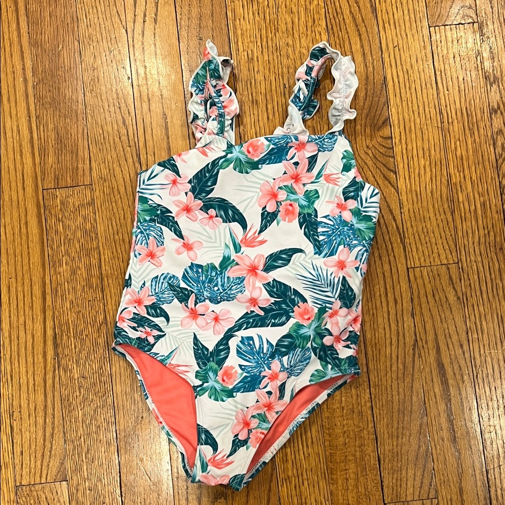 Tropical Floral Kids One Piece Swimsuit